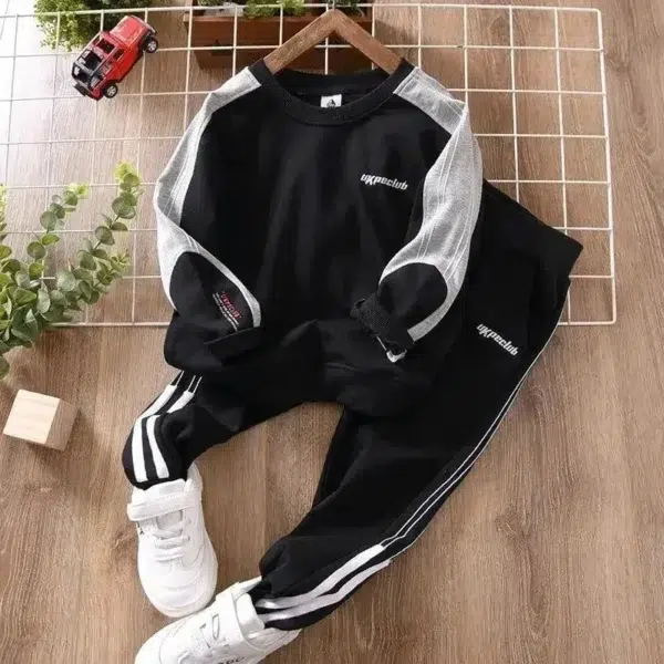 Spring Autumn Boys Sports Suit 2023 New Style Korean Version Medium To Large Children Long Sleeve Jacket Casual Pants Set - Image 4