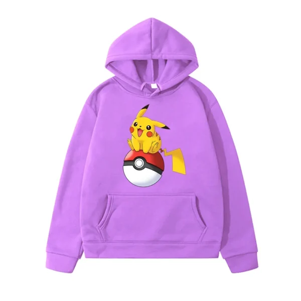 Pikachu Ball Pokemon Children's Pullovers Boy Girls Summer Kids Cartoon Hoodie Japanese Anime Y2K Casual Loose Soft Sweatshirts - Image 4