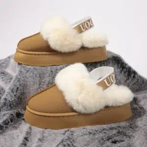 2024 New Leather Women Fashion Winter Indoor Solid Color Suede Slippers Ladies Home Platform Warm Slip-on Women’s Shoes