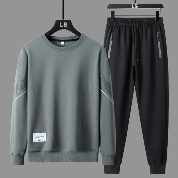 2024 New Fashion Spring Trakcksuit Men Stripe Long Sleeve T shirt Mens Two Picece Sweatshirt+Pants Set Sports Casual Men Set 5XL - Image 3