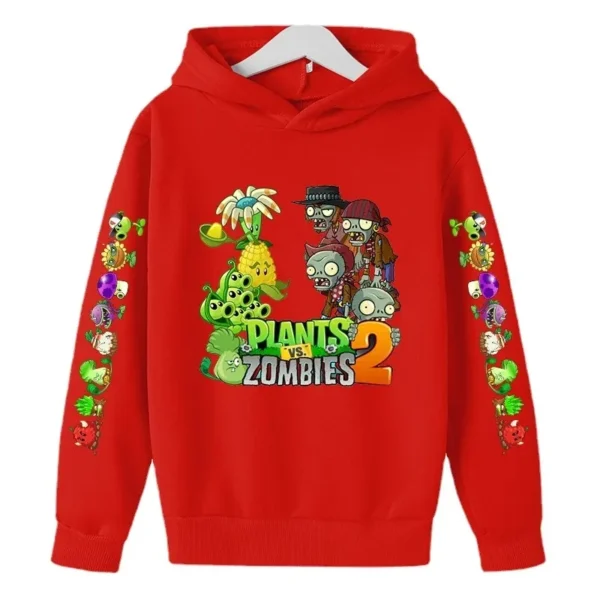 Children Autumn Winter Hooded Sweatshirt Pvz Plants Vs Zombie Cartoon Hoodie Print Top Boys Girls Long Sleeve 100%Cotton Sweater - Image 6