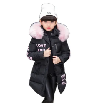 OLEKID 2024 Russian Winter Girls Parka Faux Fur Collar Long Girls Cotton-padded Jacket 4-13 Years Kids Teenagers Outerwear Coat