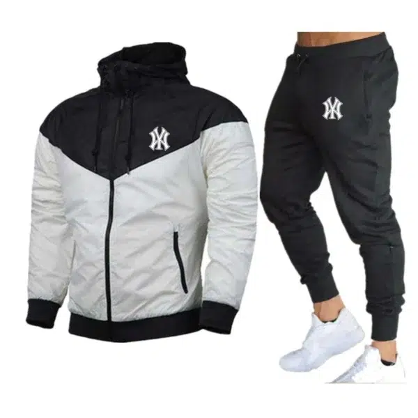 2024 Heren Winter Sport Pak Slim Fit Merk Sportkleding Vest Lange Mouw Hardloopjas, Joggingbroek, Hoge Kwaliteit, 2 Stuks Set - Image 3