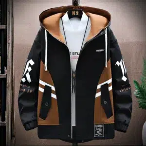 Men's Casual Hooded Jackets Autumn Patchwork Thin Coats Outwear Top Windbreaker Streetwear Clothing Plus Size