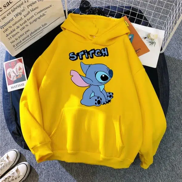 kawaii Girls Winter Disney Stitch Hoodies Women Harajuku Cute Anime Sweatshirt Manga Streetwear Hoody Female - Image 4