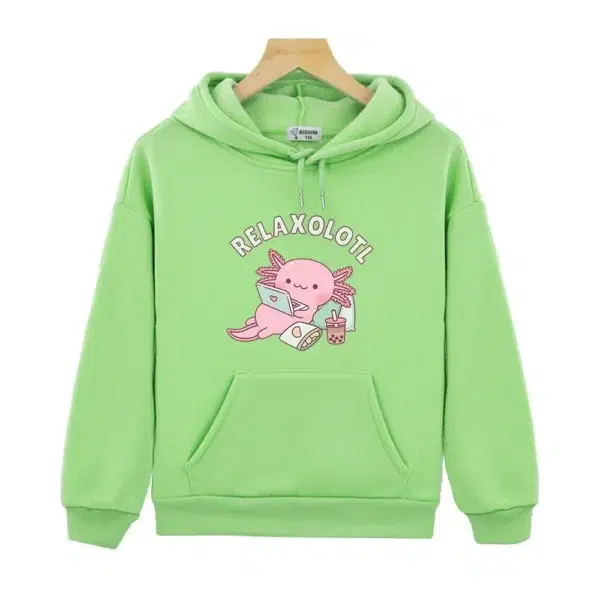 Cute Relax A Lot Axolotl Hoodie Cartoon Funny Pun Graphic Sweatshirt Y2k Clothes Kids Winter Pullover Boys Hoodie Girls Clothing - Image 3