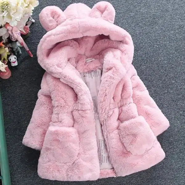 Winter Jacket Toddler Girl Clothes Korean Cute Hooded Warm Thick Fleece Outerwear Baby Fur Coats Luxury Kids Clothing BC1861