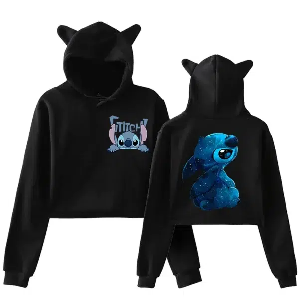 Funny Hoodies Stitch Disney Hoodie Crop Top Women Sweatshirt Kids Boys Girls Harajuku Streetwear Clothes Cropped - Image 4