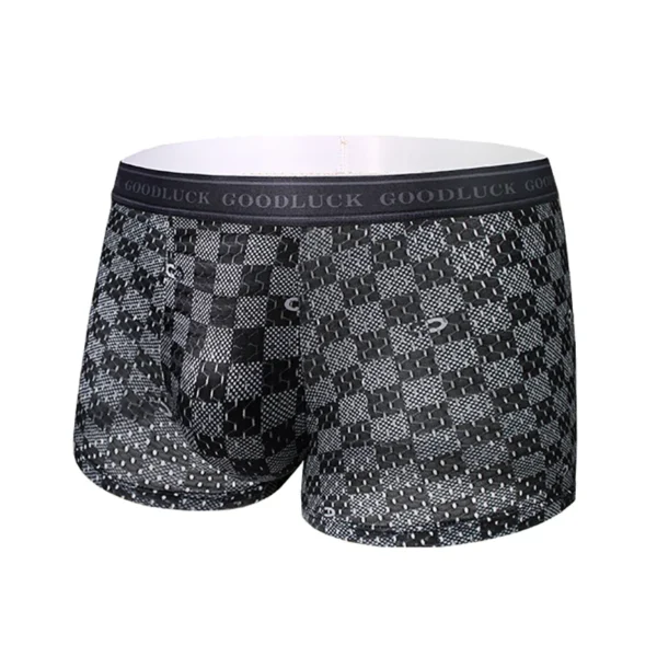 4pcs/set Men's Underwear Ice Silk Ultra-thin Printed Seamless Graphene Crotch Fashion Men Underpant Breathable Sexy Boxer shorts - Image 2