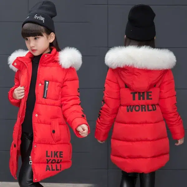 OLEKID 2024 Russian Winter Girls Parka Faux Fur Collar Long Girls Cotton-padded Jacket 4-13 Years Kids Teenagers Outerwear Coat - Image 4