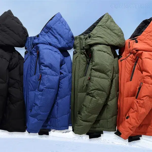 Winter Down Jacket Men White Duck Coat Windproof Warm Travel Camping Overcoat New in Thicken Solid Color Hooded Male Clothing - Image 5