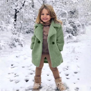 New Double Breasted Girls Solid Color Coats Autumn Winter Trench Jacket Coat Child Clothes For Kids Outerwear Birthday Present