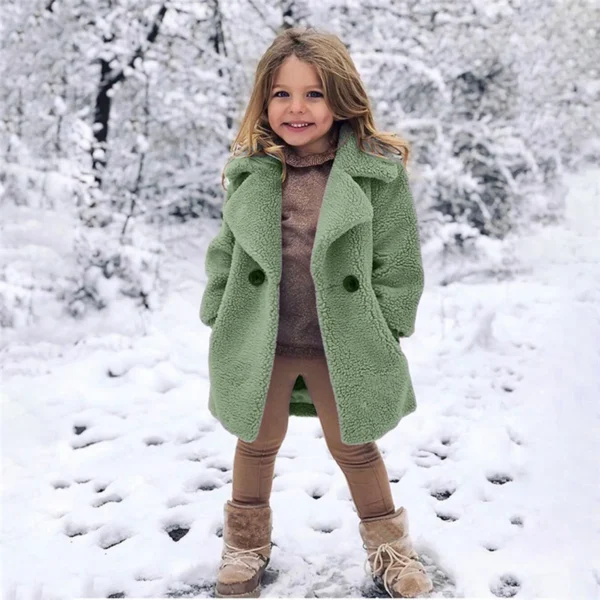 New Double Breasted Girls Solid Color Coats Autumn Winter Trench Jacket Coat Child Clothes For Kids Outerwear Birthday Present - Image 4