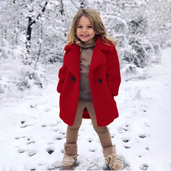 New Double Breasted Girls Solid Color Coats Autumn Winter Trench Jacket Coat Child Clothes For Kids Outerwear Birthday Present - Image 2