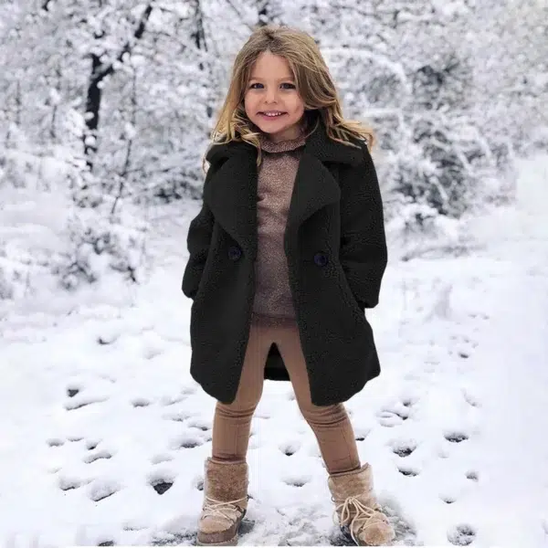 New Double Breasted Girls Solid Color Coats Autumn Winter Trench Jacket Coat Child Clothes For Kids Outerwear Birthday Present - Image 3