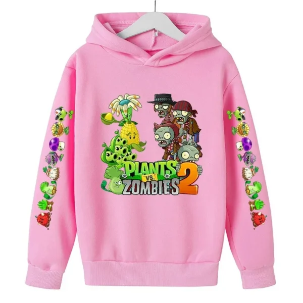 Children Autumn Winter Hooded Sweatshirt Pvz Plants Vs Zombie Cartoon Hoodie Print Top Boys Girls Long Sleeve 100%Cotton Sweater - Image 4