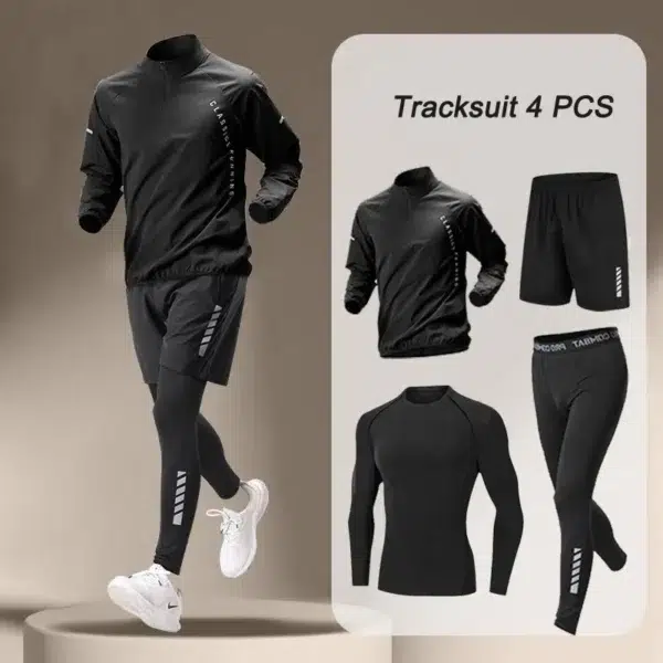 2024 Autumn Men's Quick Dry Jacket Suit 1-4 piece Outdoor Fitness Running Sets Sports Jogging Pants Workout Clothes Sportswear - Image 2