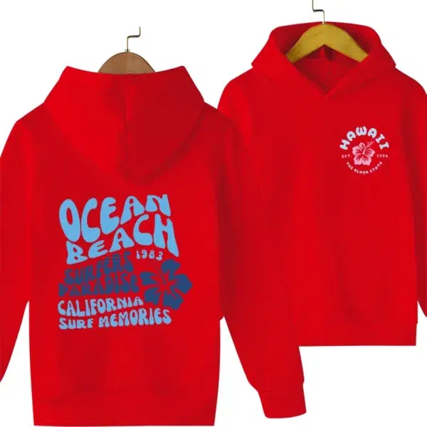 Ocean Beach Surf Memories Floral Letter Print Hoodie for Kids Aesthetics Y2K Sudaderas Girl Boys Fashion Long Sleeve Sweatshirt - Image 5