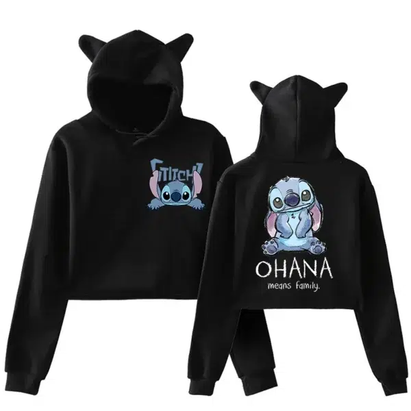 Funny Hoodies Stitch Disney Hoodie Crop Top Women Sweatshirt Kids Boys Girls Harajuku Streetwear Clothes Cropped - Image 3