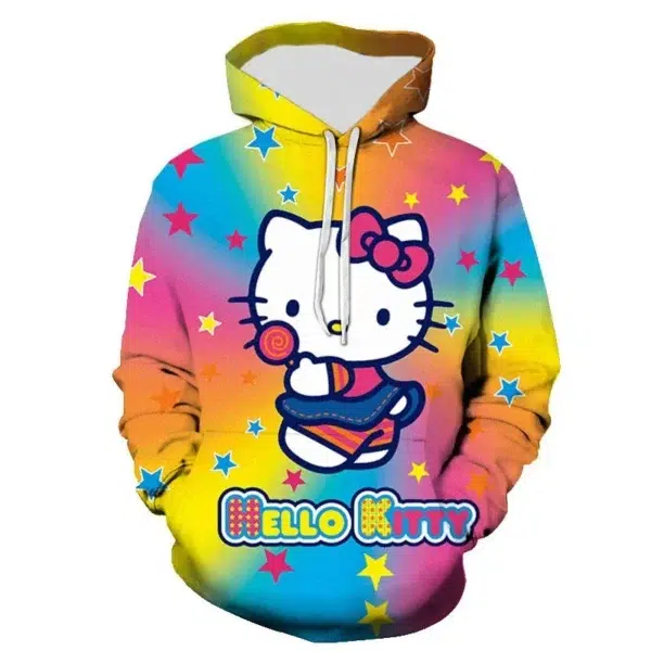 Autumn Winter Hot Sell New Children Hoodie Tops KT Cat 3D Print European And American Girl's Street Hoodie High Quality Pullover - Image 4