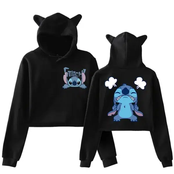 Funny Hoodies Stitch Disney Hoodie Crop Top Women Sweatshirt Kids Boys Girls Harajuku Streetwear Clothes Cropped - Image 6