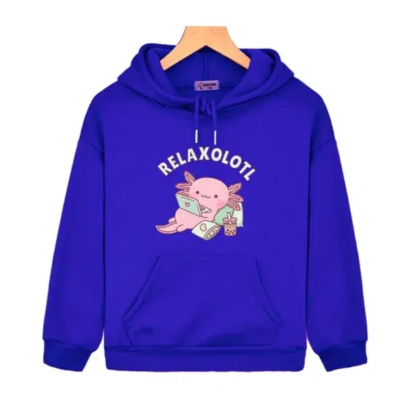 Cute Relax A Lot Axolotl Hoodie Cartoon Funny Pun Graphic Sweatshirt Y2k Clothes Kids Winter Pullover Boys Hoodie Girls Clothing - Image 4