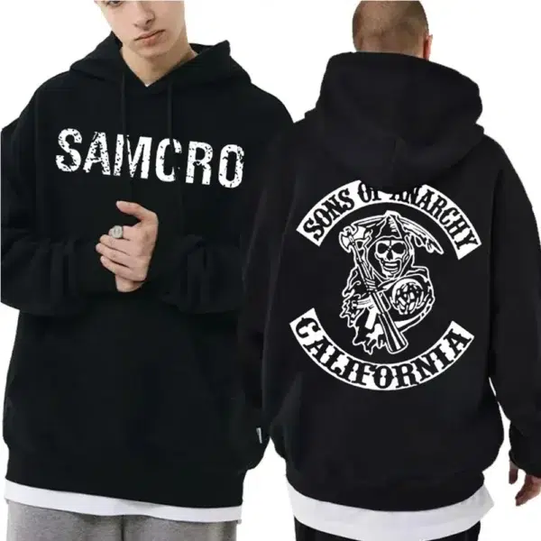 Sons of Anarchy SAMCRO Double Sided Print Hoodie Sweatshirt Men Womnen Fashion Brand Design Pullover Men's Fleece Cotton Hoodies