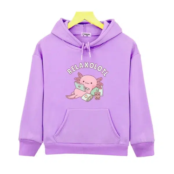 Cute Relax A Lot Axolotl Hoodie Cartoon Funny Pun Graphic Sweatshirt Y2k Clothes Kids Winter Pullover Boys Hoodie Girls Clothing - Image 6