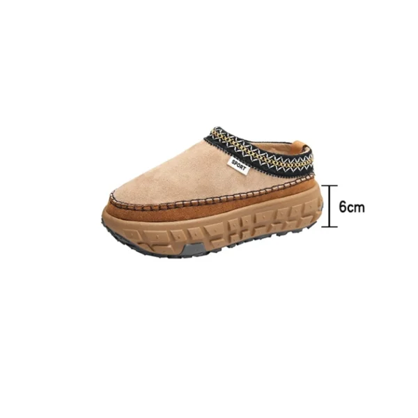 Snow Boots Women Winter New Cashmere Warm Thick Soles Without Heel-covered Hair Half Slipper Cotton Shoes Cashmere Warm Boots - Image 6