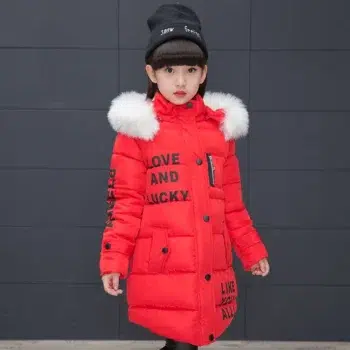 OLEKID 2024 Russian Winter Girls Parka Faux Fur Collar Long Girls Cotton-padded Jacket 4-13 Years Kids Teenagers Outerwear Coat