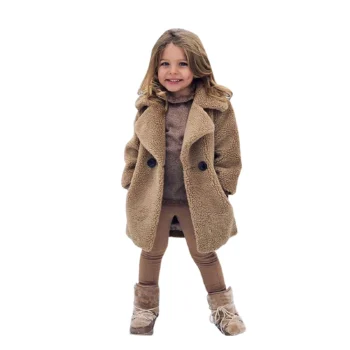 New Double Breasted Girls Solid Color Coats Autumn Winter Trench Jacket Coat Child Clothes For Kids Outerwear Birthday Present