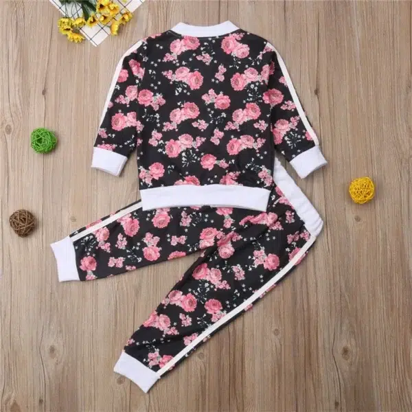 3-7 Years Kids Baby Girl Clothes Set Floral Print Long Sleeve Sweatshirt Long Pants Outfits Toddler Autumn Tracksuit Clothing - Image 2