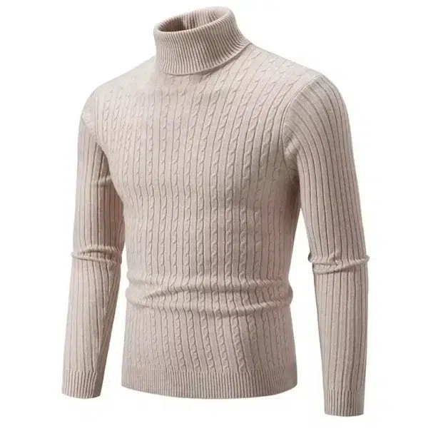 Men's High Neck Sweater Pullover Knitted Warm Casual Men Clothing Knitted Sweater Men Tops - Image 2