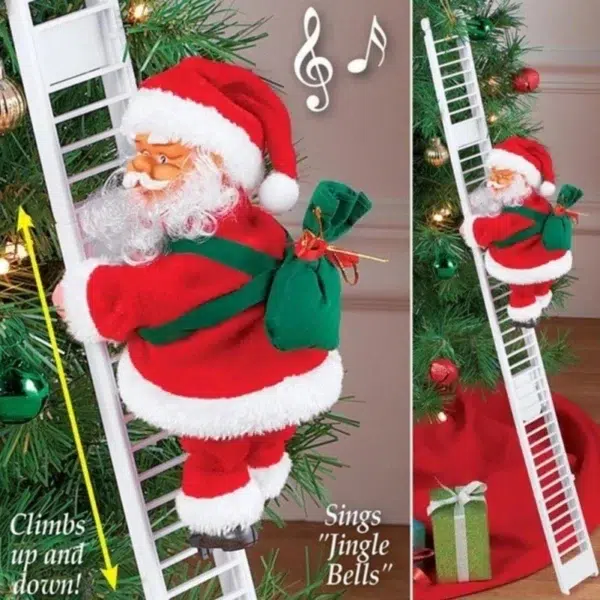 2024 Santa Claus Doll Climbing Ladder with Music Christmas Tree Ornaments Decorations For Home 2025 Navidad New Year Kids Gift