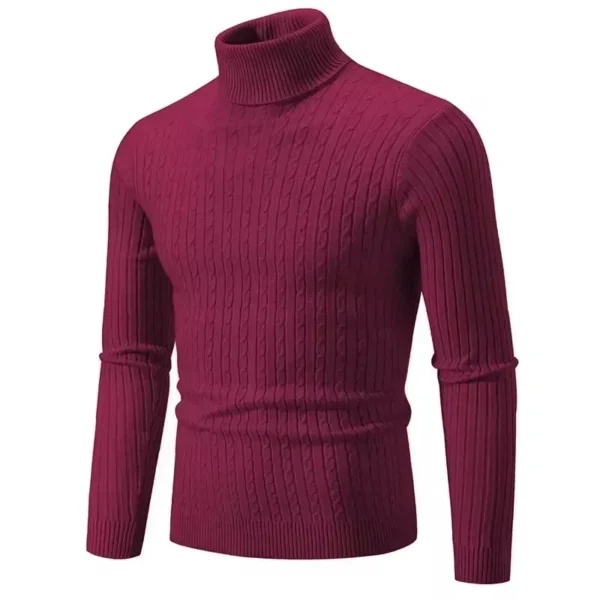 Men's High Neck Sweater Pullover Knitted Warm Casual Men Clothing Knitted Sweater Men Tops - Image 6