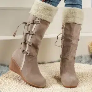 New Wedge Heel Increased Warm and Comfortable Casual Women's Shoes Winter Cross Strap Fashion Boots Botas Mujer Chaussure Femme