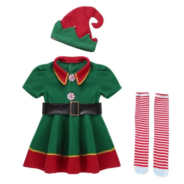 2024 Christmas Clothing Set Boy Girl Family Matching Outfit Kid Adult Santa Claus Cosplay Costume Hat Socks Pant Elf Clothes - Image 2