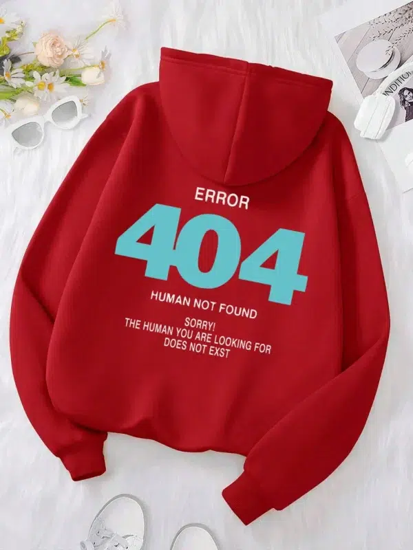 Women's Sweatshirts Error 404 Human Not Found sorry Prints Hoodies Fleece Long Sleeve Oversized Clothes Hip Hop Street Pullover - Image 3