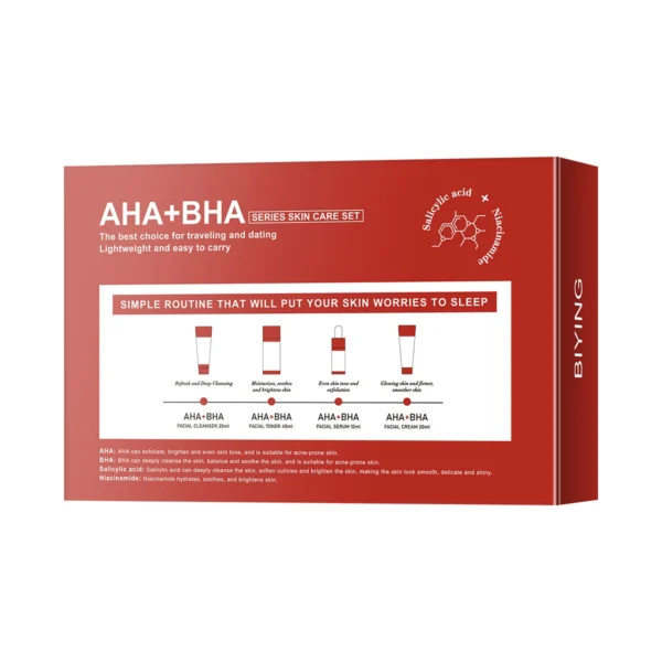 AHA+BHA Series Skin Care Set 4pcs Facial Toner Serum Cream Foam Cleanser Beauty Essentials Korean Beauty - Image 6