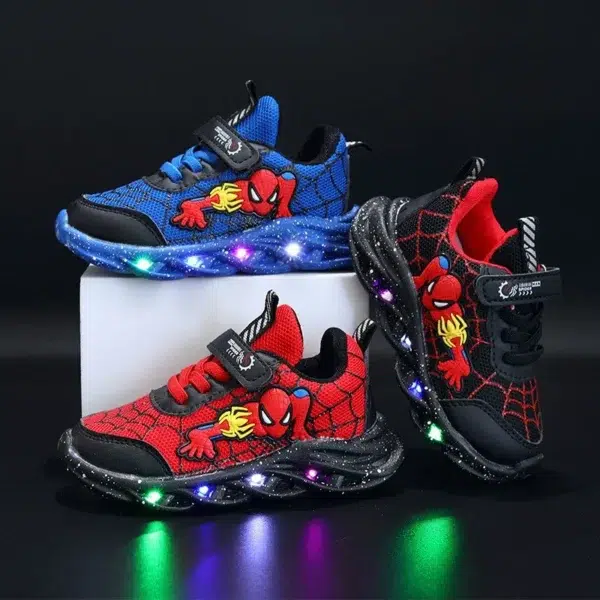 2023 New Spider-man Children's Shoes Boys Sneaker With Lights Spring Led Kids Boys Sports Children Shoes Casual