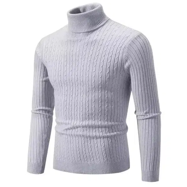 Men's High Neck Sweater Pullover Knitted Warm Casual Men Clothing Knitted Sweater Men Tops