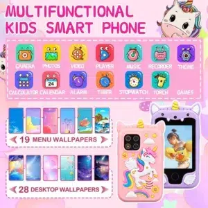 Kids Muscial Smart Phone Toys Cartoon Unicorn Touchscreen Baby Mobile for Girls Boys Educational Toys Birthday Christmas Gifts