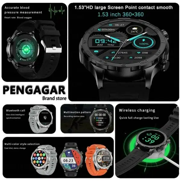 2024 New Bluetooth Call Smart Watch Men For Huawei AMOLED HD Large Screen Heart Rate NFC IP68 Waterproof GPS Sports Smart Watch - Image 2