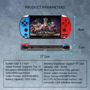 GAMINJA X7 4.3inch Handheld Game Console IPS Screen Video Game Player HD Game Console Built-in 10000 Games For GBA GBC NES GBC