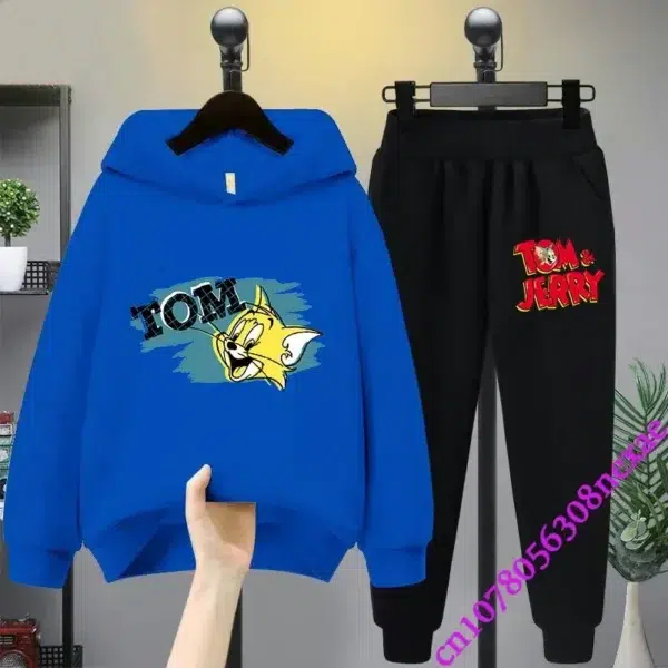 2024 New Disney Tom And Jerry Children's Set Spring And Autumn Cartoon Anime Boys And Girls Print Sports Top And Pants 2-piece - Image 2