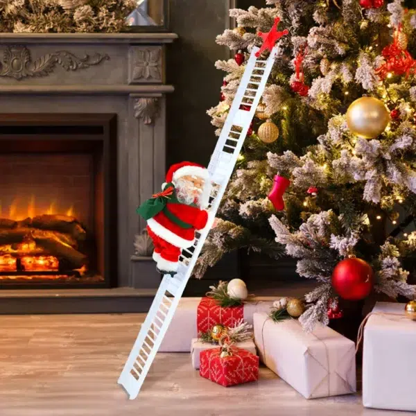 2024 Santa Claus Doll Climbing Ladder with Music Christmas Tree Ornaments Decorations For Home 2025 Navidad New Year Kids Gift - Image 4