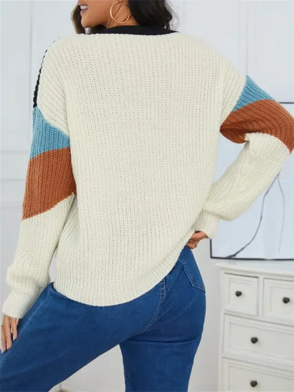 Fashion Women Sweater Winter Autmn Casual O Neckl Splicing Color Long Sleeve Knitwear Streetwear Striped Pullover Tops Jumpers - Image 6