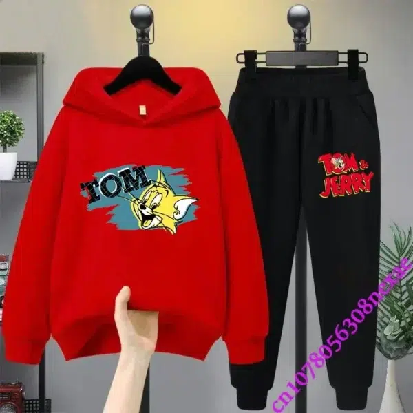 2024 New Disney Tom And Jerry Children's Set Spring And Autumn Cartoon Anime Boys And Girls Print Sports Top And Pants 2-piece - Image 5