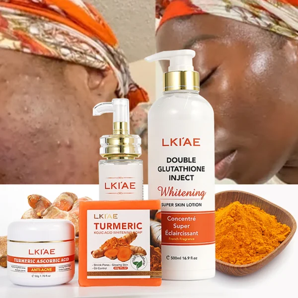 Turmeric Glow Combo Double-Glutathio Kojic Acid Whitening Dark Spot Acne Treatment Skin Care Set For Reveal Radiant Skin - Image 6