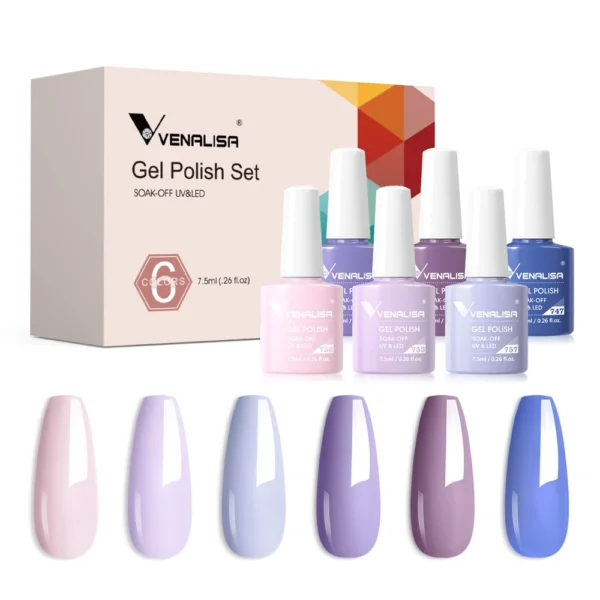 Venalisa Nail Gel Polish Kit HEMA FREE Nude Pink Color Collection Self Leveling Full Coverage Nail Manicure Set 6Pcs Kit - Image 3